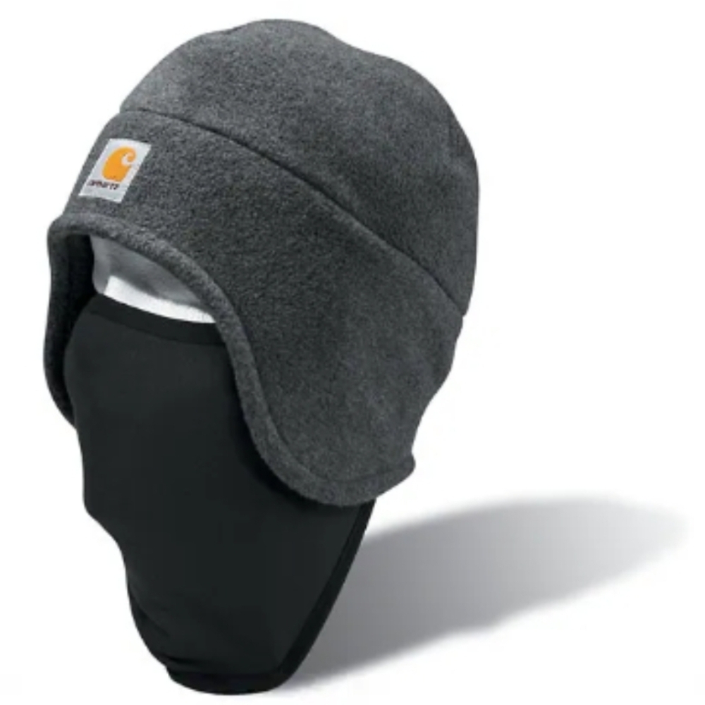 Carhartt Charcoal Fleece Hat with Black Face Cover